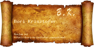 Bori Krisztofer névjegykártya